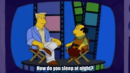 Two Men on Stage Saying How Do You Sleep at Night