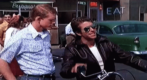 Two Men On Street With Bicycle GIF