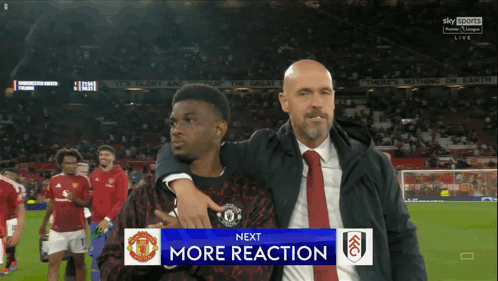 Two Men One Red Tie Soccer Field Next More Reaction
