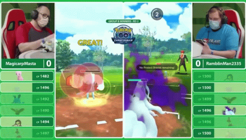 Two Men Playing Pokemon Go One Wearing Mask GIF
