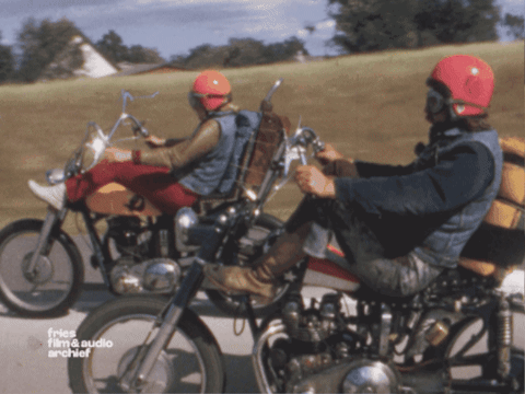 Two Men Riding Motorcycles Frisa Film & Audio Archive