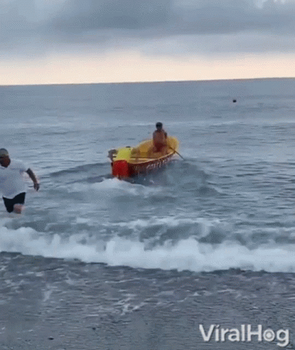 Two Men Row The Boat And One Fell GIF
