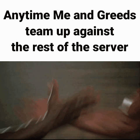 Two Men Shaking Hands Anytime Me And Greeds Team Up Against The Rest Of The Server GIF