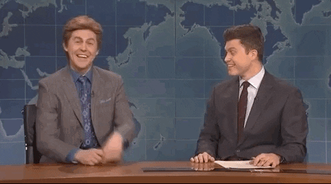 Two Men Sitting At Desk With Swish GIF