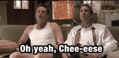 Two Men Sitting On A Couch With The Words Oh Yeah Chee-Eese Above Them GIF