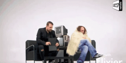 Two Men Sitting on Couch Made With Flivier