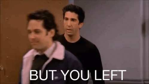 Two Men Standing But You Left GIF