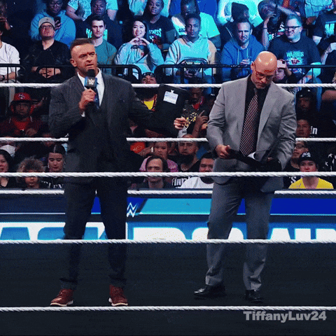 Two Men Standing In A Wrestling Ring With Tiffanyluv24 Written On The Bottom Right GIF