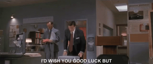 Two Men Standing In An Office With The Words You Wouldn 'T Know What To Do With It If You Go It GIF