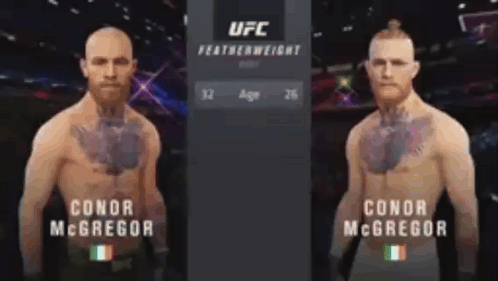 Two Men Standing Near Conor McGregor Sign