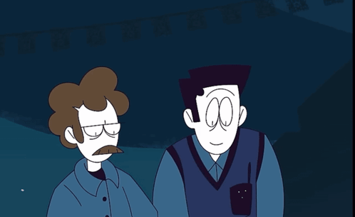 Two Men Standing Next To Each Other GIF