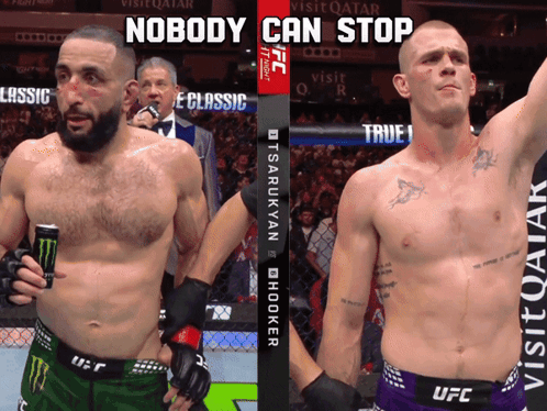 Two Men Standing Next To Each Other Saying Nobody Can Stop GIF