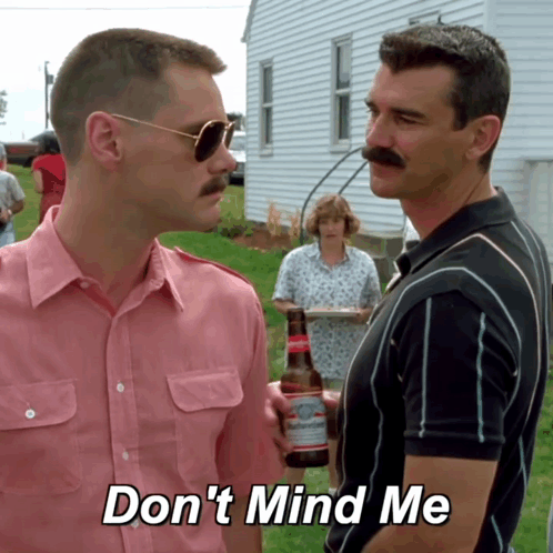 Two Men Standing Next To Each Other With One Holding A Budweiser GIF