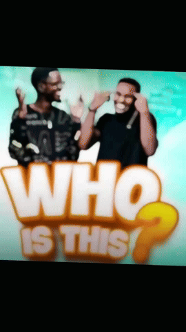 Two Men Standing Next To Each Other With The Words Who Is This Behind Them GIF