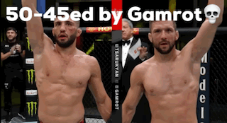Two Men Standing Next To Each Other With Their Arms In The Air And The Words 50-45Ed By Gamrot GIF