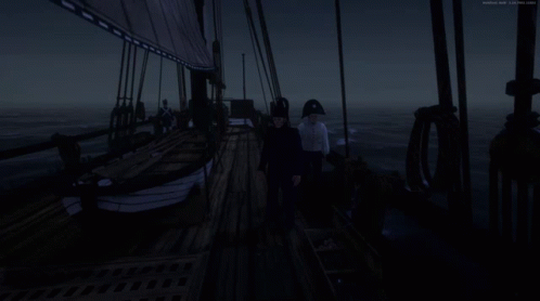 Two Men Standing On Boat GIF