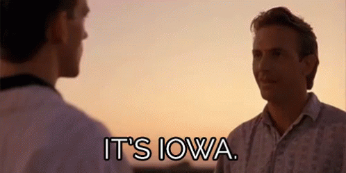 Two Men Standing Saying It's Iowa GIF