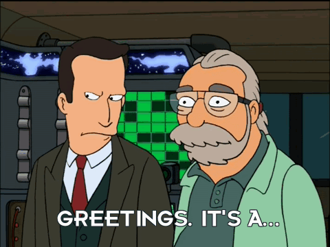 Two Men Standing With Greetings It's A