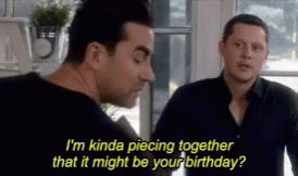 Two Men Talking About Birthday