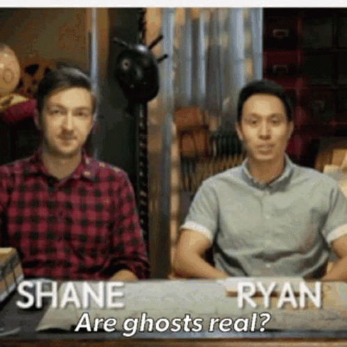Two Men Talking About Ghosts GIF
