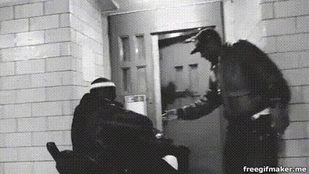 Two Men Talking at Door