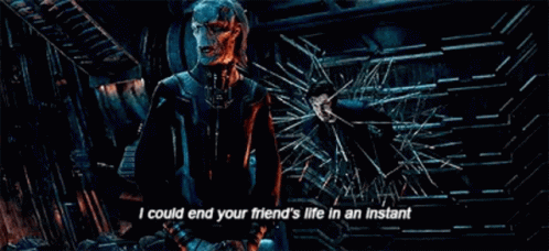 Two Men Talking By Broken Glass Wall GIF