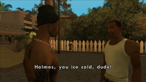 Two Men Talking in Video Game With Holmes You Ice Cold Dude