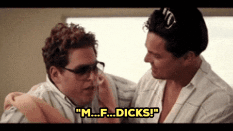 Two Men Talking One Says M.F. Dicks