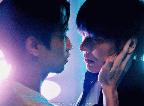 Two Men Touching Faces Blurry Tumblr