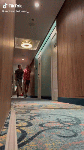 Two Men Walking Down A Hallway With A Tiktok Watermark On The Bottom GIF