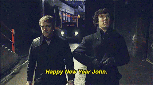 Two Men Walking Down Street Happy New Year John GIF