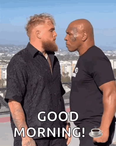 Two Men With Coffee Good Morning