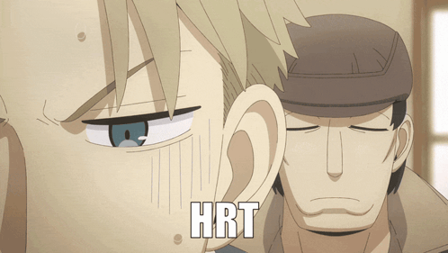 Two Men With Eyes Closed and Word Hrt
