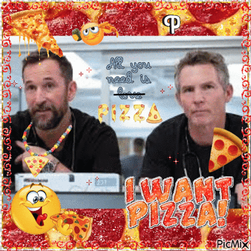 Two Men With Pizza Slices All You Need Is Pizza GIF