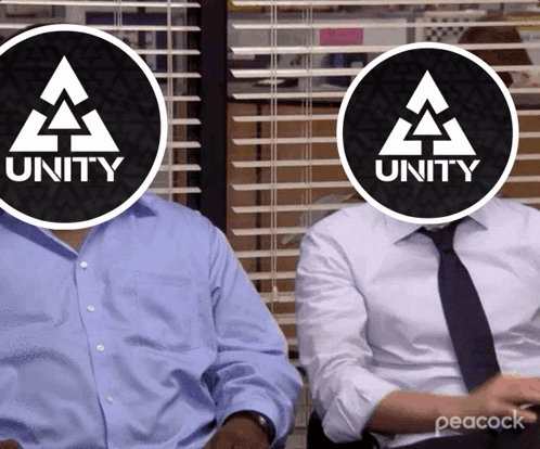 Two Men with Unity Logo Faces