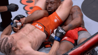 Two Men Wrestling in Cage
