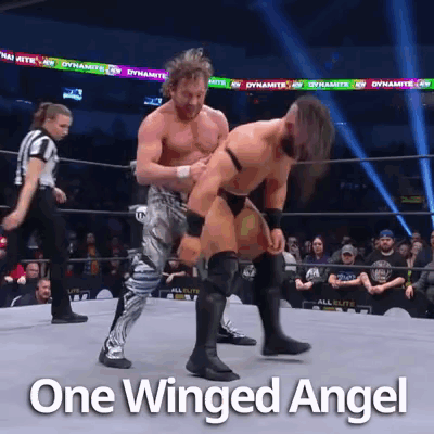 Two Men Wrestling Ring One Winged Angel