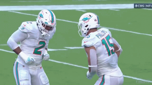 Two Miami Dolphins Players Doing Celebration GIF