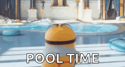 Two Minions Floating in Pool