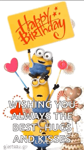 Two Minions Holding Birthday Sign
