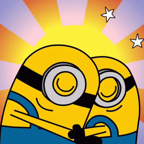 Two Minions Hugging Sun GIF