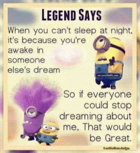 Two Minions Legend Says Can't Sleep At Night GIF