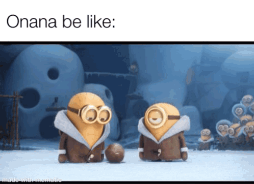 Two Minions Standing Next To Each Other With The Words ' Oanana Be Like ' On The Bottom GIF