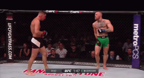 Two MMA Fighters in Cage