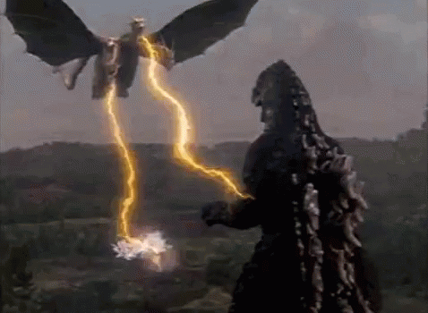 Two Monsters Fighting With Lightning Bolt