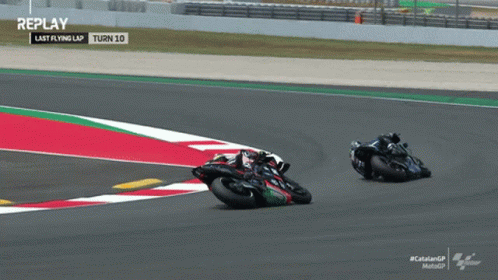 Two Motorcycle Racers On Race Track With Replay GIF