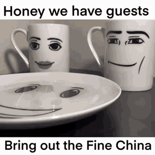 Two Mug Faces And Honey Plate GIF