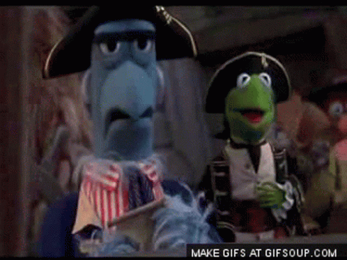Two Muppets Wearing Pirate Hats GIF