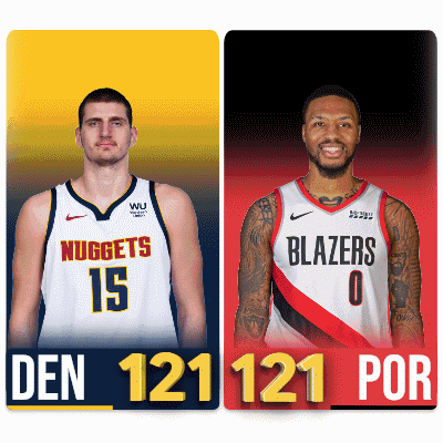 Two Nuggets and Blazers Players Standing
