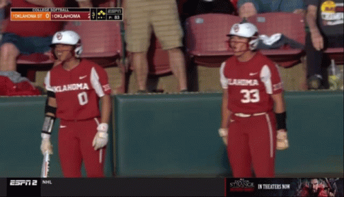 Two Oklahoma Softball Players on Field